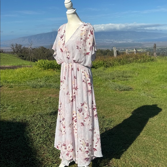 Lovestitch Floral Boho handkerchief hem Romantic Floral Maxi Dress NWT large - Picture 6 of 9